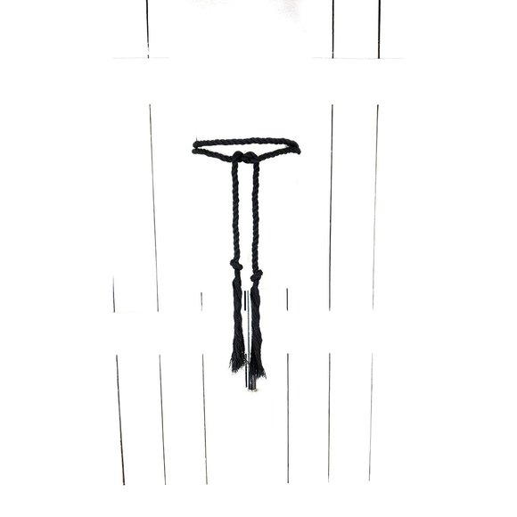 Black long woven braided rope knotted tassel chord tie belt - Picture 1 of 5